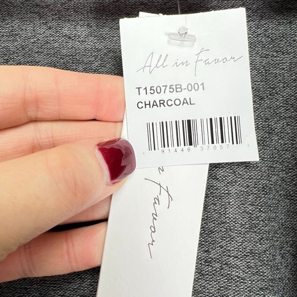 NWT All in Favor Charcoal Gray Surplice Faux Wrap Top Size S - Picture 6 of 8